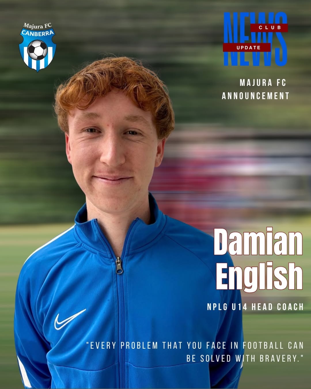 Damian English as NPLG U14's Head Coach