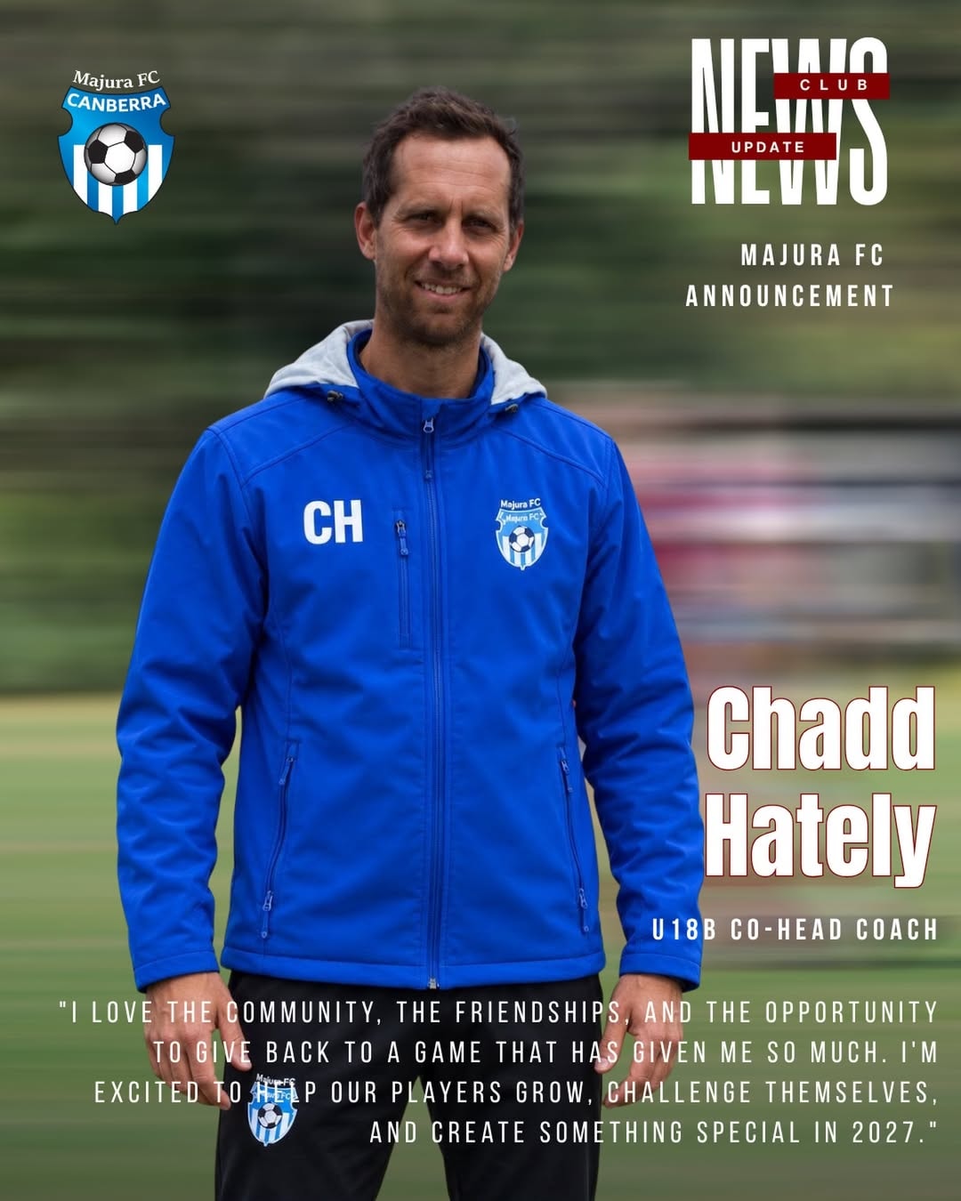 Welcome Chadd Hately as our NPL Boys U18s Co-Head Coach for the 2027 season!
